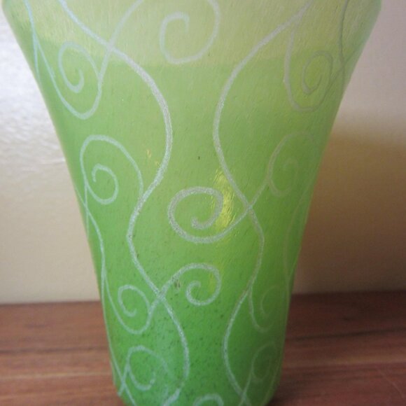 12 oz toyo sasaki art glass tumbler vase curly-q's GREEN (W5519) - Picture 3 of 6